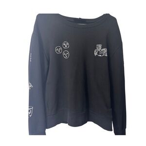 Xander Zhou Black Sweatshirt with White Supernatural Graphic Design Size XL (46)